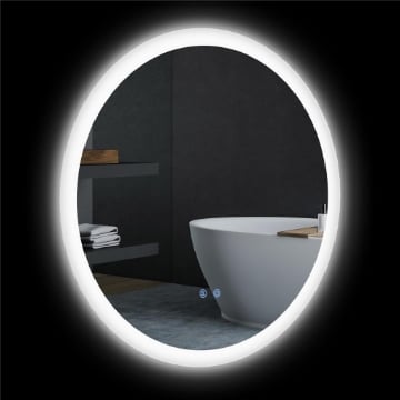 SPECCHIO BAGNO LED ANTIAPPANNAMENTO CON 3 COLORI E LUMINOSITÀ REGOLABILE, IN METALLO E VETRO, Ø70X3 CM