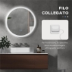 SPECCHIO BAGNO LED ANTIAPPANNAMENTO CON 3 COLORI E LUMINOSITÀ REGOLABILE, IN METALLO E VETRO, Ø70X3 CM