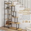 SCAFFALE LIBRERIA A 10 LIVELLI, STILE INDUSTRIALE IN TRUCIOLATO E ACCIAIO, 111.5X32X170 CM