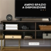 MOBILE PORTA TV FINO A 55" CON 2 ARMADIETTI IN LEGNO E METALLO, 120X39X50 CM, MARRONE E ORO