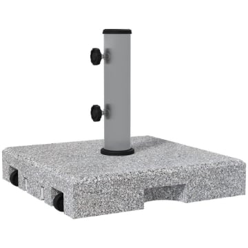BASE PER OMBRELLONE DA 28KG IN GRANITO CON MANIGLIA ESTENSIBILE E ROTELLE, 41X41X37.5CM, GRIGIO
