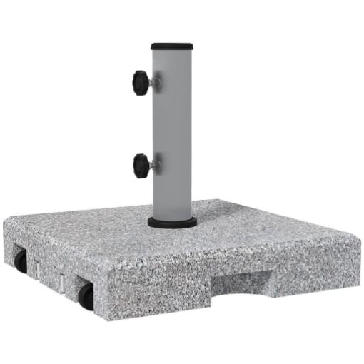 BASE PER OMBRELLONE DA 28KG IN GRANITO CON MANIGLIA ESTENSIBILE E ROTELLE, 41X41X37.5CM, GRIGIO