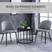 SET DI 2 SEDIE PER SALA DA PRANZO E CUCINA IMBOTTITE IN VELLUTO, 49X50X77CM, GRIGIO