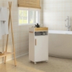 MOBILETTO BAGNO CON VASSOIO RIMOVIBILE, RIPIANO APERTO E ARMADIETTO CHIUSO, IN TRUCIOLATO, 40X30X88 CM, BIANCO