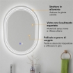 SPECCHIO BAGNO CON LUCE LED A 3 TEMPERATURE, CONTROLLI TOUCH E ANTIAPPANNAMENTO, 80X60CM