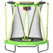 TRAMPOLINO ELASTICO PER BAMBINI 3-10 ANNI CON RETE DI SICUREZZA, CANESTRO E PALLE, Ø140X155CM, VERDE