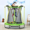 TRAMPOLINO ELASTICO PER BAMBINI 3-10 ANNI CON RETE DI SICUREZZA, CANESTRO E PALLE, Ø140X155CM, VERDE