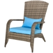 SEDIA DA GIARDINO ADIRONRACK CON BRACCIOLI, IN RATTAN E ACCIAIO, 65X86X90 CM, MARRONE E BLU