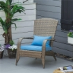 SEDIA DA GIARDINO ADIRONRACK CON BRACCIOLI, IN RATTAN E ACCIAIO, 65X86X90 CM, MARRONE E BLU