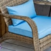 SEDIA DA GIARDINO ADIRONRACK CON BRACCIOLI, IN RATTAN E ACCIAIO, 65X86X90 CM, MARRONE E BLU