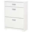 SCARPIERA MODERNA IN LEGNO, 2 CASSETTI PUÒ CONTENERE 16 PAIA DI SCARPE 70X29X92CM, BIANCO