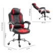 SEDIA DA GAMING RECLINABILE CON SUPPORTO LOMBARE E POGGIATESTA IN PELLE PU, ROSSO E NERO