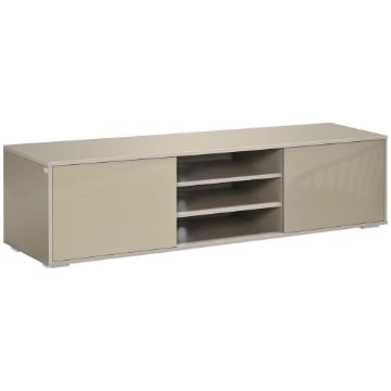 MOBILE TV BASSO PER TV 70" MAX IN MDF GRIGIO CON 3 RIPIANI APERTI E 2 ARMADIETTI, 160X39X41.2 CM