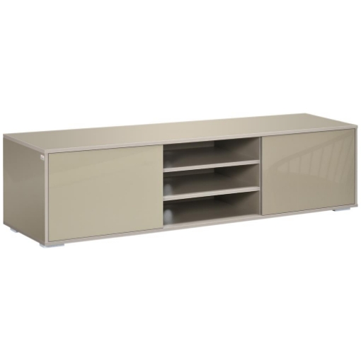 MOBILE TV BASSO PER TV 70" MAX IN MDF GRIGIO CON 3 RIPIANI APERTI E 2 ARMADIETTI, 160X39X41.2 CM