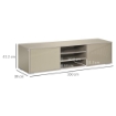 MOBILE TV BASSO PER TV 70" MAX IN MDF GRIGIO CON 3 RIPIANI APERTI E 2 ARMADIETTI, 160X39X41.2 CM