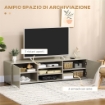 MOBILE TV BASSO PER TV 70" MAX IN MDF GRIGIO CON 3 RIPIANI APERTI E 2 ARMADIETTI, 160X39X41.2 CM