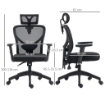 SEDIA DA UFFICIO ERGONOMICA CON ALTEZZA REGOLABILE, SUPPORTO LOMBARE E POGGIATESTA, 66X61X106-116CM NERO