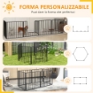 RECINTO PER CANI A 6 PANNELLI MODULABILI DA INTERNO ED ESTERNO, IN ACCIAIO, 164X83X80 CM, NERO