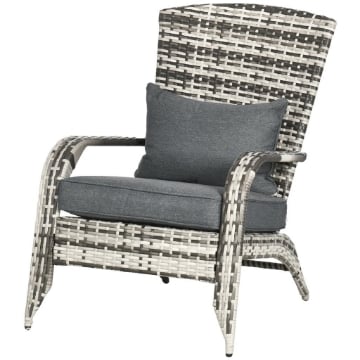 SEDIA DA GIARDINO ADIRONRACK CON BRACCIOLI, IN RATTAN E ACCIAIO, 64X80X90 CM, GRIGIO