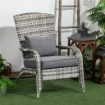 SEDIA DA GIARDINO ADIRONRACK CON BRACCIOLI, IN RATTAN E ACCIAIO, 64X80X90 CM, GRIGIO