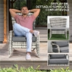 SEDIA DA GIARDINO ADIRONRACK CON BRACCIOLI, IN RATTAN E ACCIAIO, 64X80X90 CM, GRIGIO