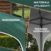 GAZEBO DA GIARDINO AD ALTEZZA REGOLABILE CON FORI DI DRENAGGIO E BORSA DA TRASPORTO, IN METALLO, VERDE