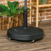 BASE PER OMBRELLONE DA 23.5KG CON 2 MANOVELLE E ROTELLE, IN RESINA E ACCIAIO, Ø53X41 CM, NERA
