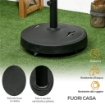 BASE PER OMBRELLONE DA 23.5KG CON 2 MANOVELLE E ROTELLE, IN RESINA E ACCIAIO, Ø53X41 CM, NERA