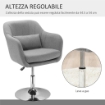 SEDIA GIREVOLE A 360° AD ALTEZZA REGOLABILE, CON CUSCINO, SUPPORTO LOMBARE E BRACCIOLO, 60X60X79-91 CM, GRIGIO