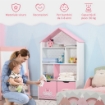 SCAFFALE PORTAGIOCHI PER BAMBINI CON RIPIANI APERTI E CASSETTI CON ROTELLE, ROSA