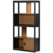 MOBILE LIBRERIA  4 LIVELLI APERTI CON ARMADIETTO, IN TRUCIOLATO E MDF, 76.5X30X150 CM, MARRONE E NERO