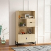 MOBILE LIBRERIA A PARETE IN MDF E METALLO CON 2 CASSETTI, 2 ARMADIETTI E 4 RIPIANI APERTI, 80X35X155 CM