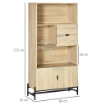 MOBILE LIBRERIA A PARETE IN MDF E METALLO CON 2 CASSETTI, 2 ARMADIETTI E 4 RIPIANI APERTI, 80X35X155 CM