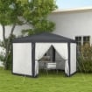 GAZEBO DA GIARDINO ESAGONALE CON DOPPIO INGRESSO, IN METALLO E POLIESTERE, 3.94X3.94X2.5 M, GRIGIO