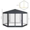 GAZEBO DA GIARDINO ESAGONALE CON DOPPIO INGRESSO, IN METALLO E POLIESTERE, 3.94X3.94X2.5 M, GRIGIO