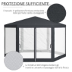 GAZEBO DA GIARDINO ESAGONALE CON DOPPIO INGRESSO, IN METALLO E POLIESTERE, 3.94X3.94X2.5 M, GRIGIO