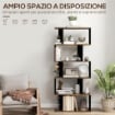 LIBRERIA MODERNA ASIMMETRICA A PARETE CON 5 RIPIANI IN LEGNO, 70X29.5X163CM, MARRONE RUSTICO