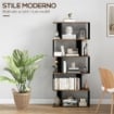 LIBRERIA MODERNA ASIMMETRICA A PARETE CON 5 RIPIANI IN LEGNO, 70X29.5X163CM, MARRONE RUSTICO