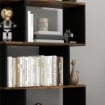 LIBRERIA MODERNA ASIMMETRICA A PARETE CON 5 RIPIANI IN LEGNO, 70X29.5X163CM, MARRONE RUSTICO