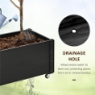 FIORIERA DA GIARDINO CON FORO DI DRENAGGIO E ROTELLE, IN LEGNO DI ABETE, 89X48X47 CM, NERA