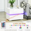 COMODINO CON LUCE LED RGB INCORPORATA CON 2 CASSETTI, 4 MODALITÀ DI LUCE E 16 COLORI, IN TRUCIOLATO, 60X39X47CM, BIANCO