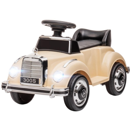 MACCHINA ELETTRICA PER BAMBINI 18-48 MESI LICENZA MERCEDES-BENZ CON MUSICA, BEIGE