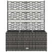 FIORIERA CON GRIGLIATO PER RAMPICANTI CON 3 VASI IN ACCIAIO E RATTAN PE, 84X30X107CM, GRIGIO