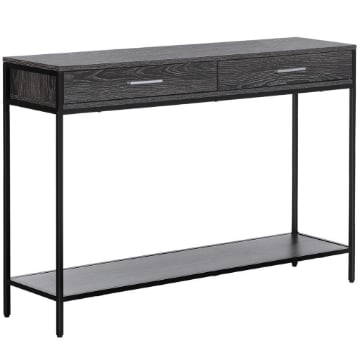 CONSOLLE DA INGRESSO STILE INDUSTRIALE IN LEGNO E ACCIAIO CON 2 CASSETTI, 120X30X81.5CM, GRIGIO