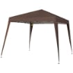 GAZEBO PIEGHEVOLE DA GIARDINO 2.4X2.4M CON STRUTTURA IN ACCIAIO E CORDE ANTIVENTO, CAFFÈ
