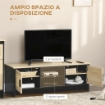 MOBILE PORTA TV FINO A 60" CON 2 ARMADIETTI E RIPIANI APERTI STILE BOHO, 120X40X42 CM