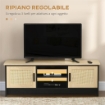 MOBILE PORTA TV FINO A 60" CON 2 ARMADIETTI E RIPIANI APERTI STILE BOHO, 120X40X42 CM