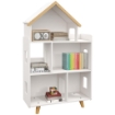 LIBRERIA PER BAMBINI 3-6 ANNI A 3 LIVELLI PER LIBRI E GIOCHI, IN MDF E LEGNO DI PINO, 65X25X108.5 CM, BIANCO