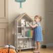 LIBRERIA PER BAMBINI 3-6 ANNI A 3 LIVELLI PER LIBRI E GIOCHI, IN MDF E LEGNO DI PINO, 65X25X108.5 CM, BIANCO