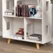 LIBRERIA PER BAMBINI 3-6 ANNI A 3 LIVELLI PER LIBRI E GIOCHI, IN MDF E LEGNO DI PINO, 65X25X108.5 CM, BIANCO